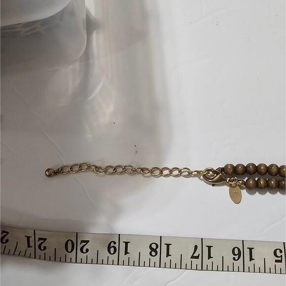 Chico's boho Wooden and Gold Tone Beaded Long Necklace New! - Picture 8 of 8